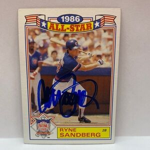 1986 Topps All-Star Ryne Sandberg Cubs In Person Autograph (085)